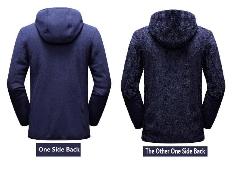 Unisex Reversible Hoodie Women Pullover Sweatshirts Winter Warm Polar/Coral Fleece Hooded Jacket Ladies Flannel Coat Hoody
