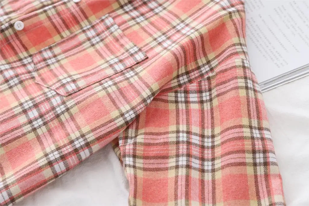 Women's Long Sleeve Checked Blouse