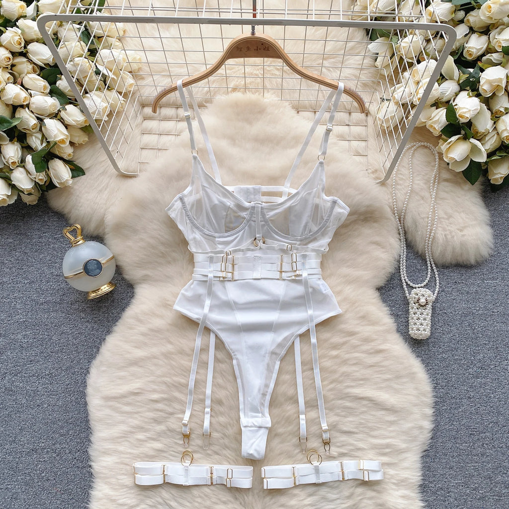 Summer Y2K Strapless Jumpsuit for Women Sleeveless High Waist Mesh Bodysuit Ladies Sexy Rompers Wholesale