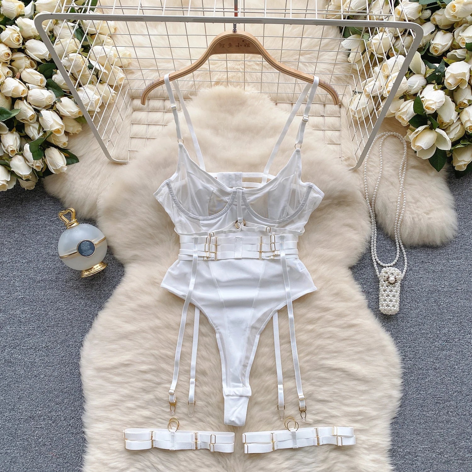 Summer Y2K Strapless Jumpsuit for Women Sleeveless High Waist Mesh Bodysuit Ladies Sexy Rompers Wholesale