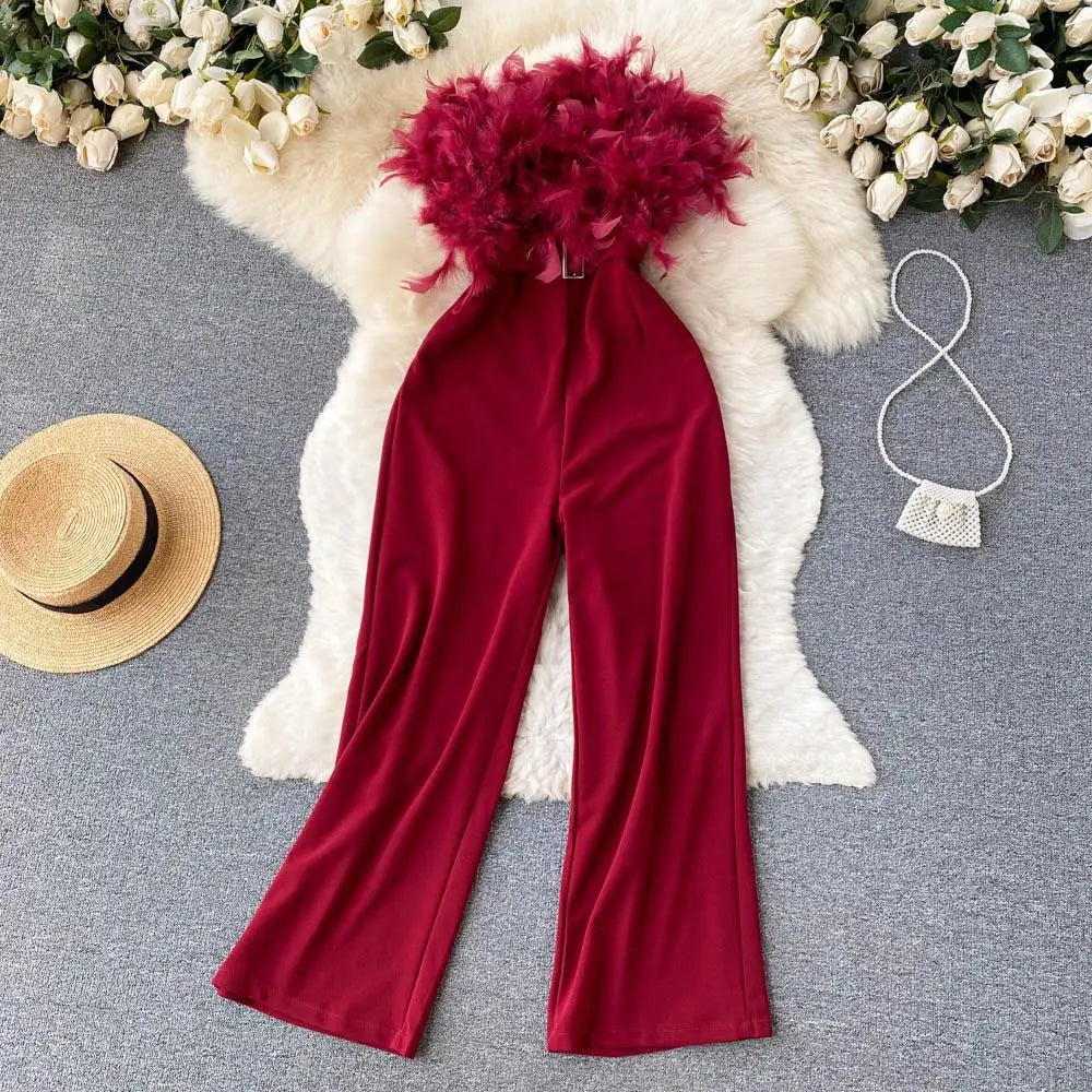 Women's High-Waist Wide-Leg Jumpsuit