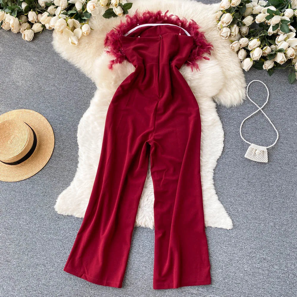 Women's High-Waist Wide-Leg Jumpsuit