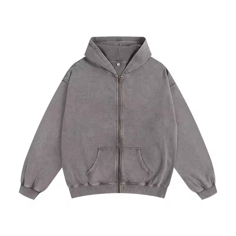 Unisex Vintage Washed Zip-Up Sweatshirt