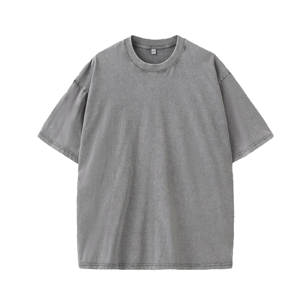 2026 Men 's Vintage Washed Oversized T-shirt Customization Graphic Streetwear Cotton Tee