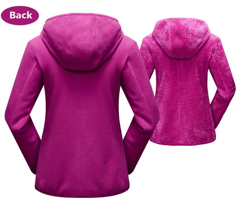 Unisex Reversible Hoodie Women Pullover Sweatshirts Winter Warm Polar/Coral Fleece Hooded Jacket Ladies Flannel Coat Hoody