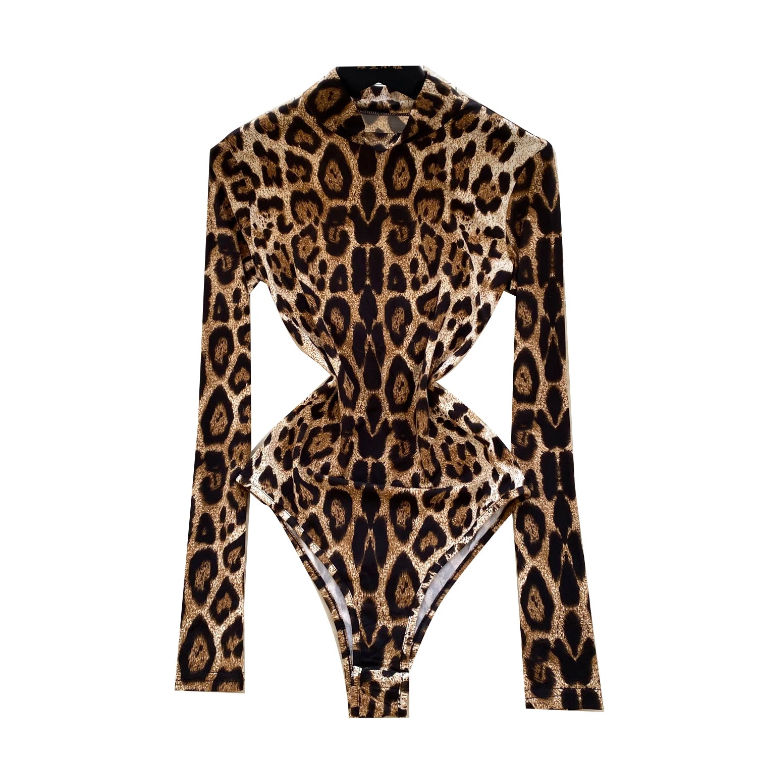 Y2K Turtleneck Slim Jumpsuit for Women High Waist Leopard Printed Lace Bodysuit Ladies Sexy Rompers Wholesale