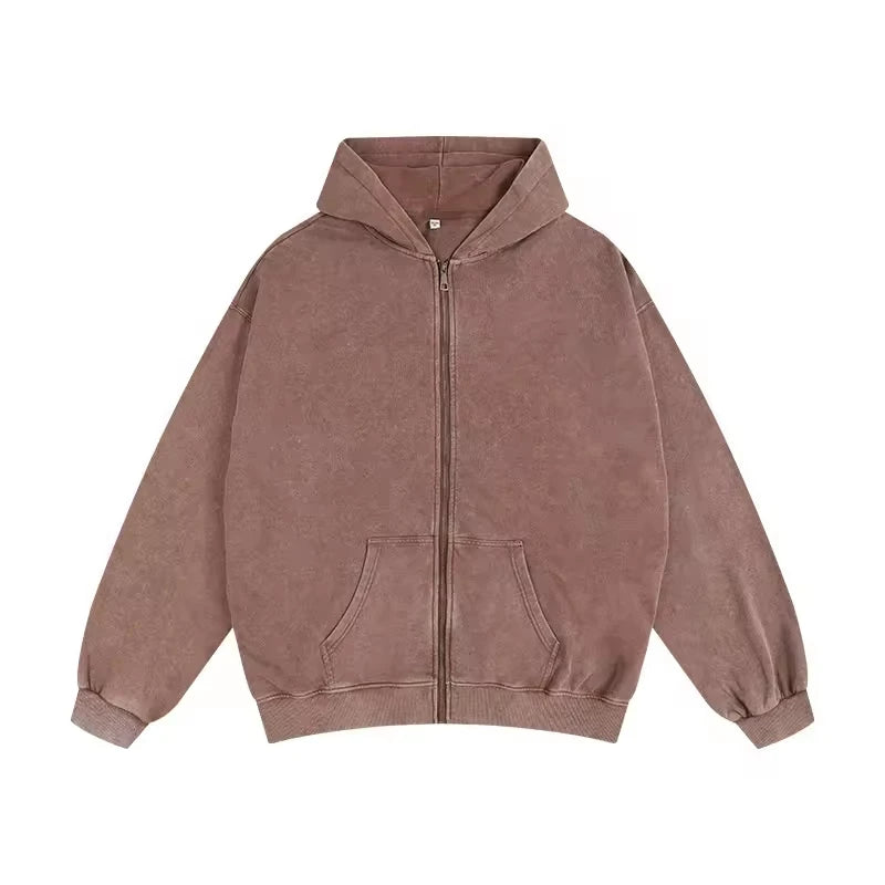 Unisex Vintage Washed Zip-Up Sweatshirt