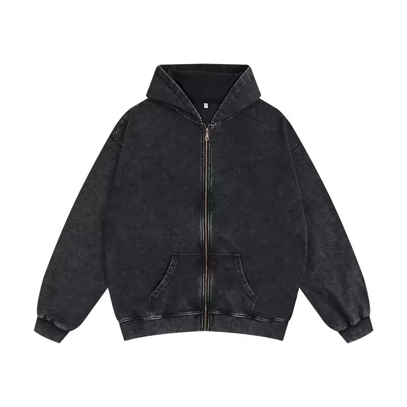 Unisex Vintage Washed Zip-Up Sweatshirt