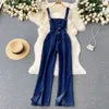 Spring and Summer New Loose Straight Thin Wide Leg Pants Ins Casual Pants Jeans Suspenders Woman