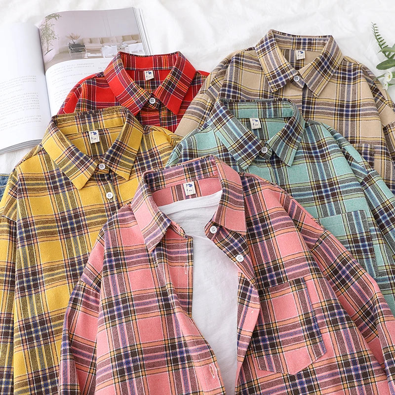 Women's Long Sleeve Checked Blouse