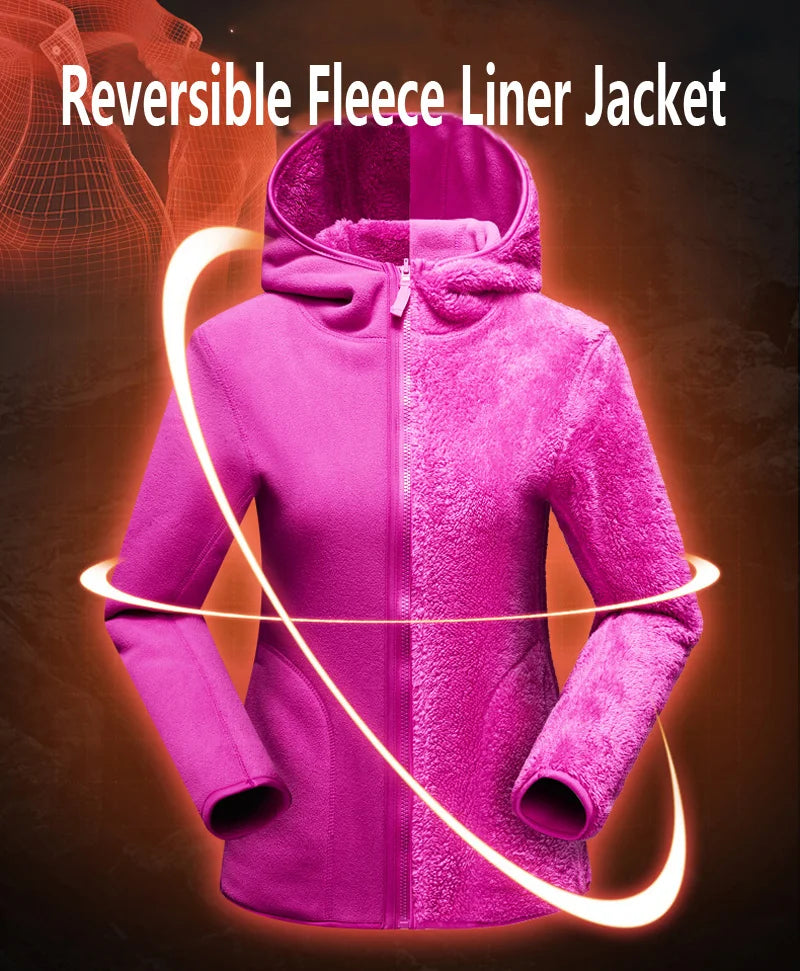 Unisex Reversible Hoodie Women Pullover Sweatshirts Winter Warm Polar/Coral Fleece Hooded Jacket Ladies Flannel Coat Hoody