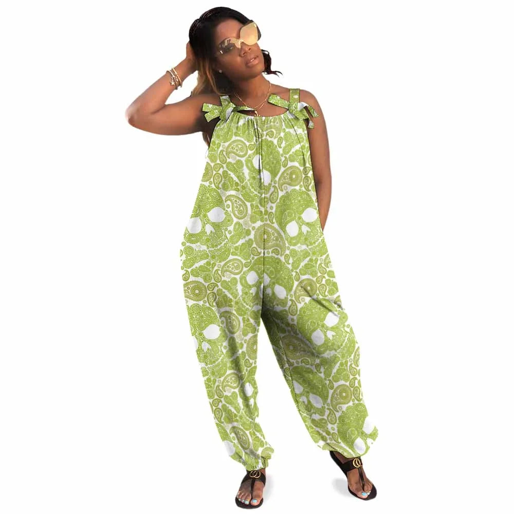 Print on Demand Women Spring Summer Printing Suspenders Overalls Casual Strappy Trousers Women's Loose Wide Leg Pants Jumpsuit