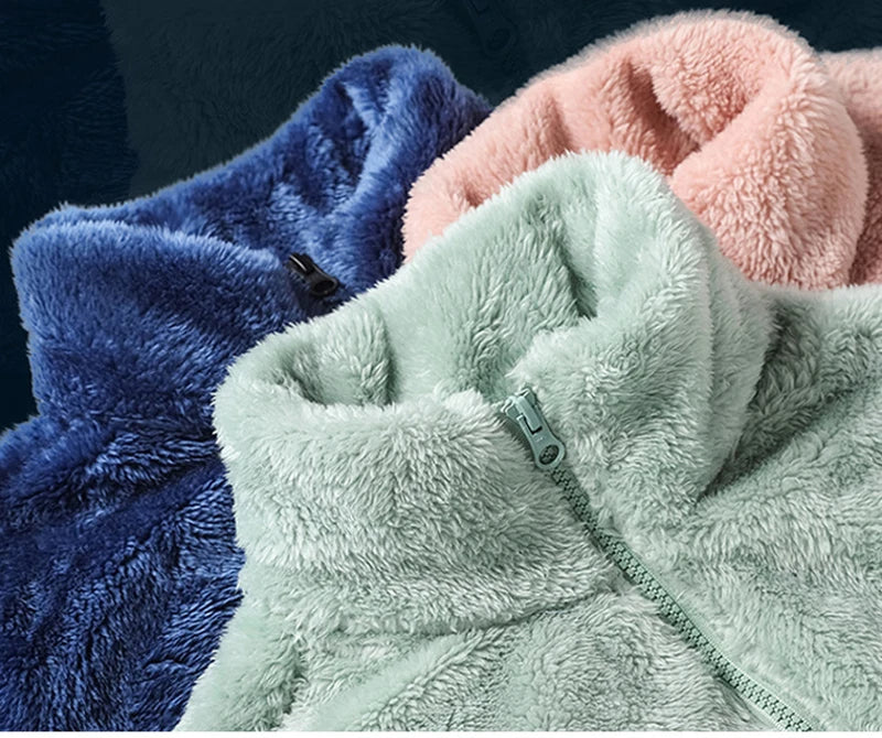 Oversized Polar Fleece Zip-Up Hoodie
