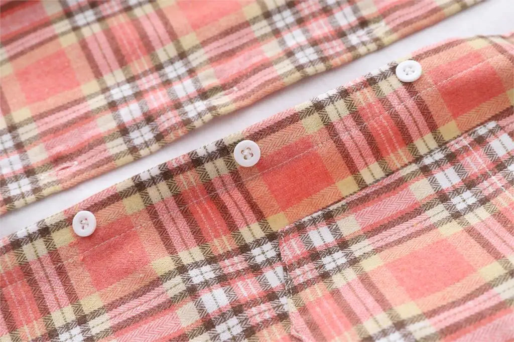 Women's Long Sleeve Checked Blouse
