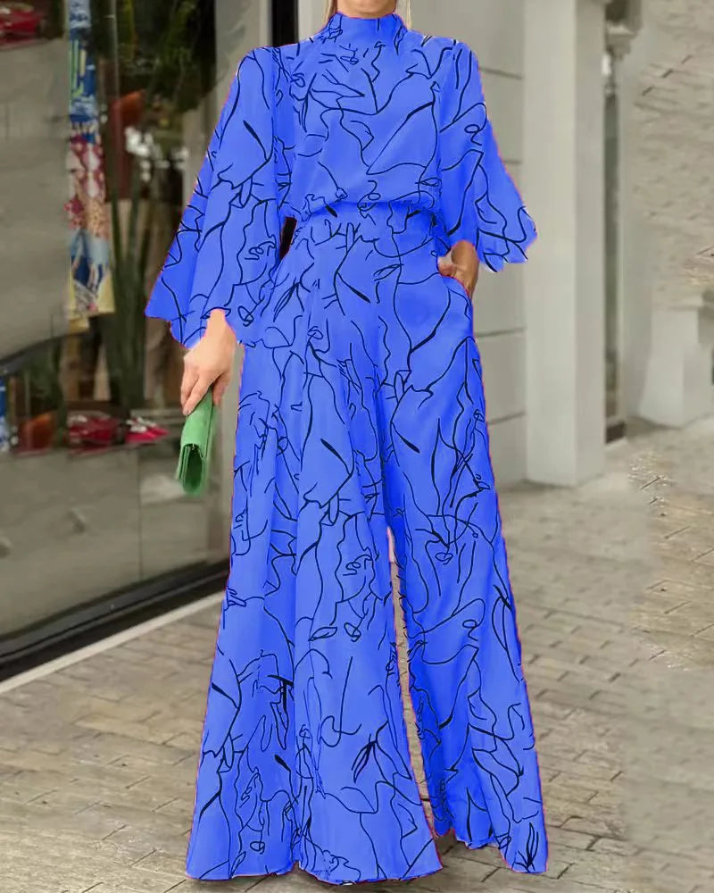 White Jumpsuit Women Long Sleeve Plus Size Wide Leg Long Pants Office Lady Jumpsuits for Women Lugentolo