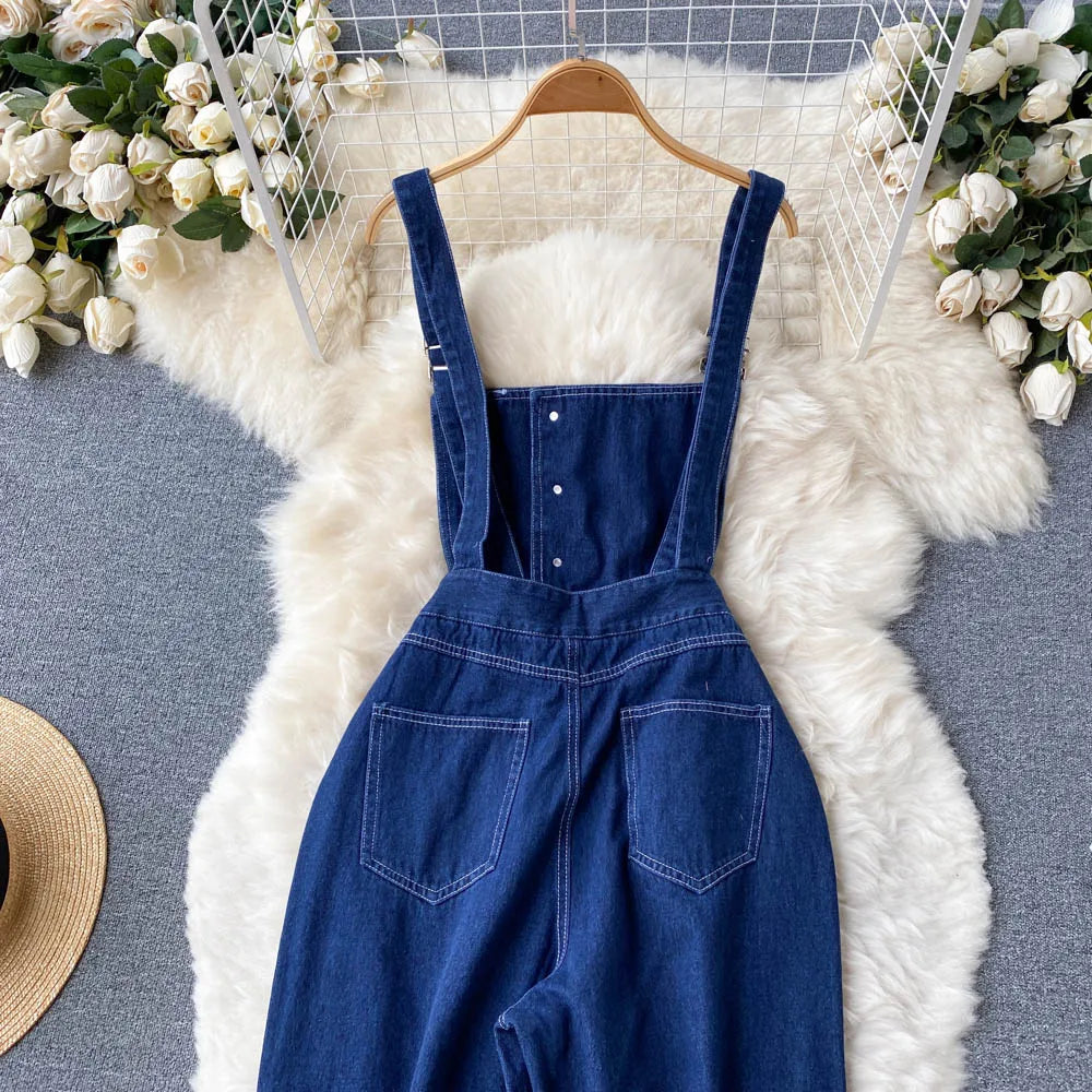 Spring and Summer New Loose Straight Thin Wide Leg Pants Ins Casual Pants Jeans Suspenders Woman