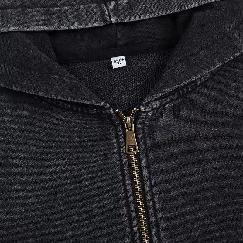 Unisex Vintage Washed Zip-Up Sweatshirt