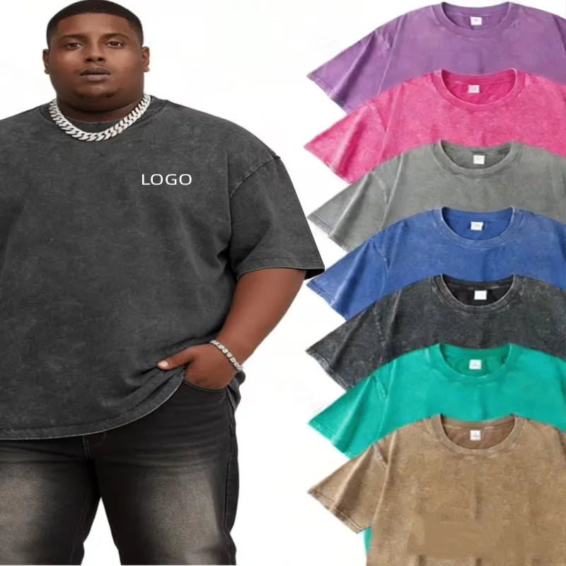 2026 Men 's Vintage Washed Oversized T-shirt Customization Graphic Streetwear Cotton Tee