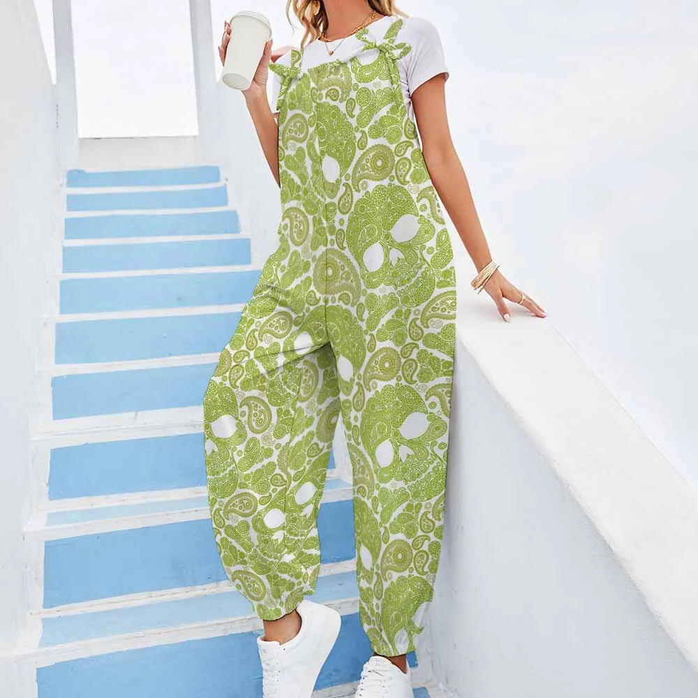 Print on Demand Women Spring Summer Printing Suspenders Overalls Casual Strappy Trousers Women's Loose Wide Leg Pants Jumpsuit