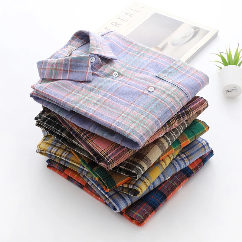 Women's Long Sleeve Checked Blouse