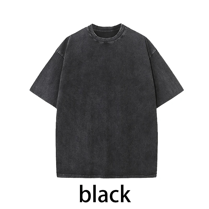 2026 Men 's Vintage Washed Oversized T-shirt Customization Graphic Streetwear Cotton Tee