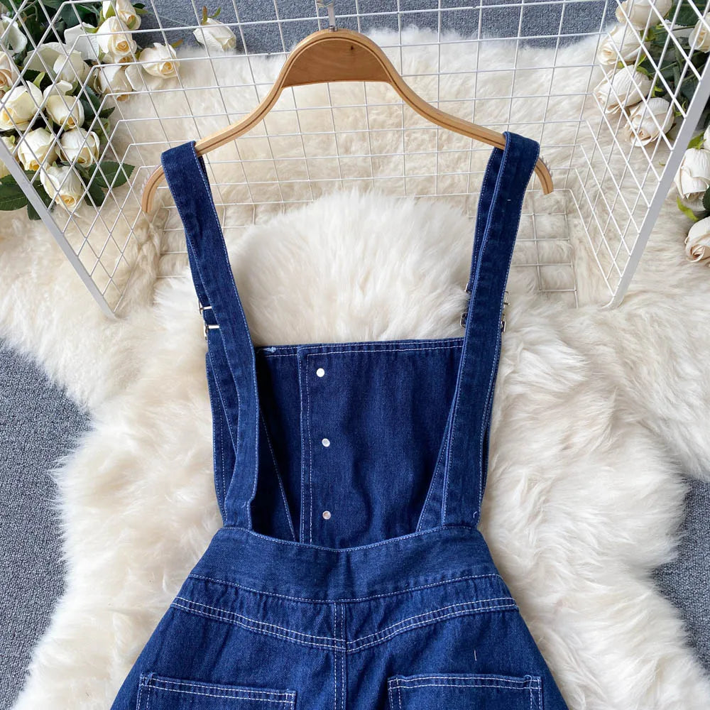 Spring and Summer New Loose Straight Thin Wide Leg Pants Ins Casual Pants Jeans Suspenders Woman