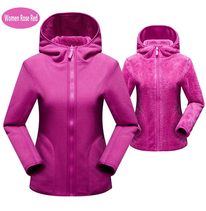Unisex Reversible Hoodie Women Pullover Sweatshirts Winter Warm Polar/Coral Fleece Hooded Jacket Ladies Flannel Coat Hoody