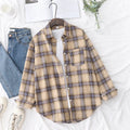 Women's Long Sleeve Checked Blouse