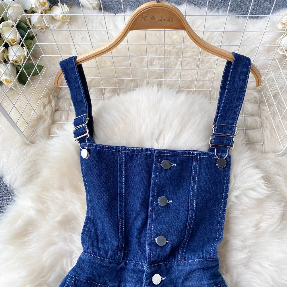 Spring and Summer New Loose Straight Thin Wide Leg Pants Ins Casual Pants Jeans Suspenders Woman