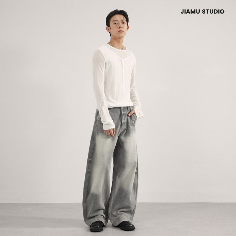 Unisex Casual Streetwear Denim Pants