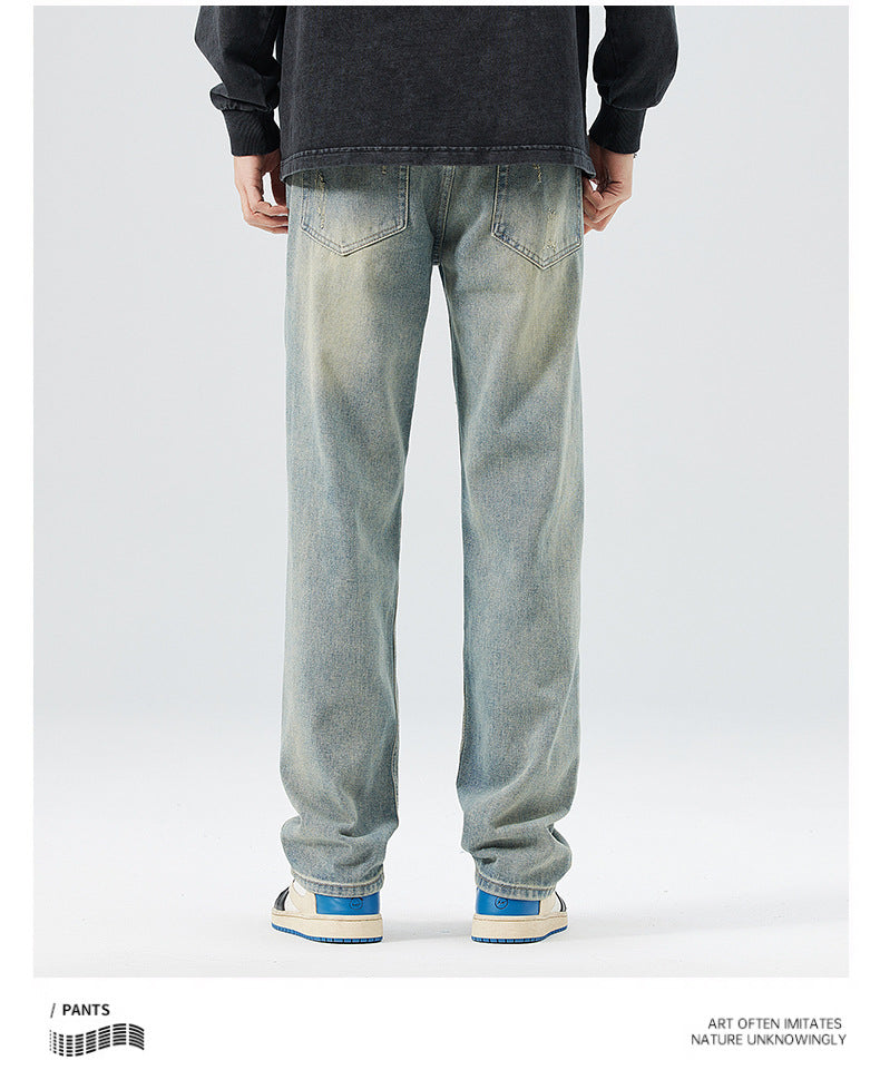 Men's Ripped Straight Leg Jeans