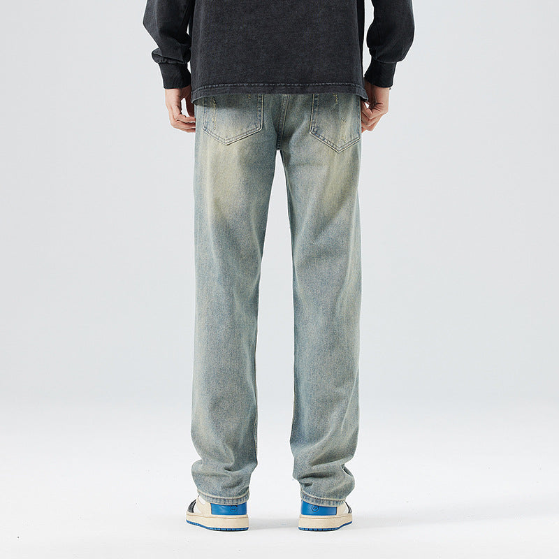 Men's Ripped Straight Leg Jeans