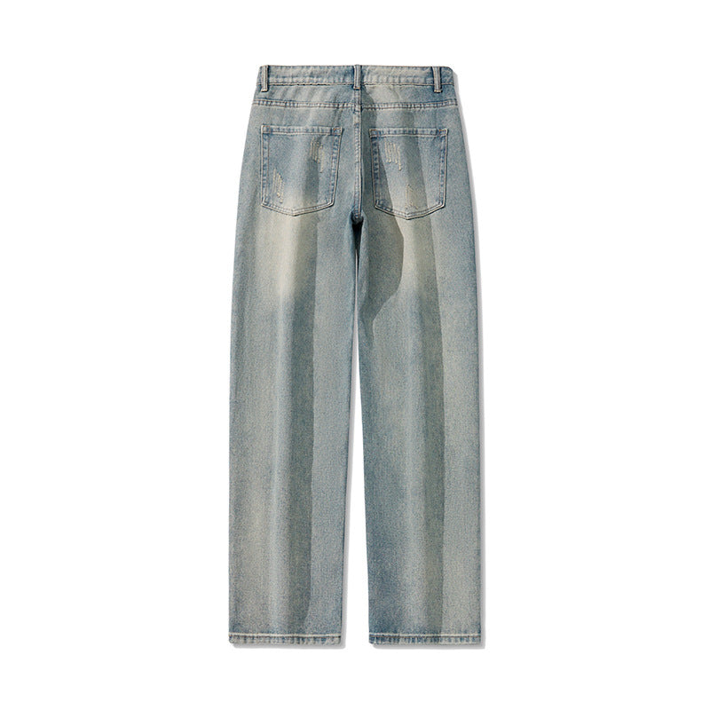 Men's Ripped Straight Leg Jeans