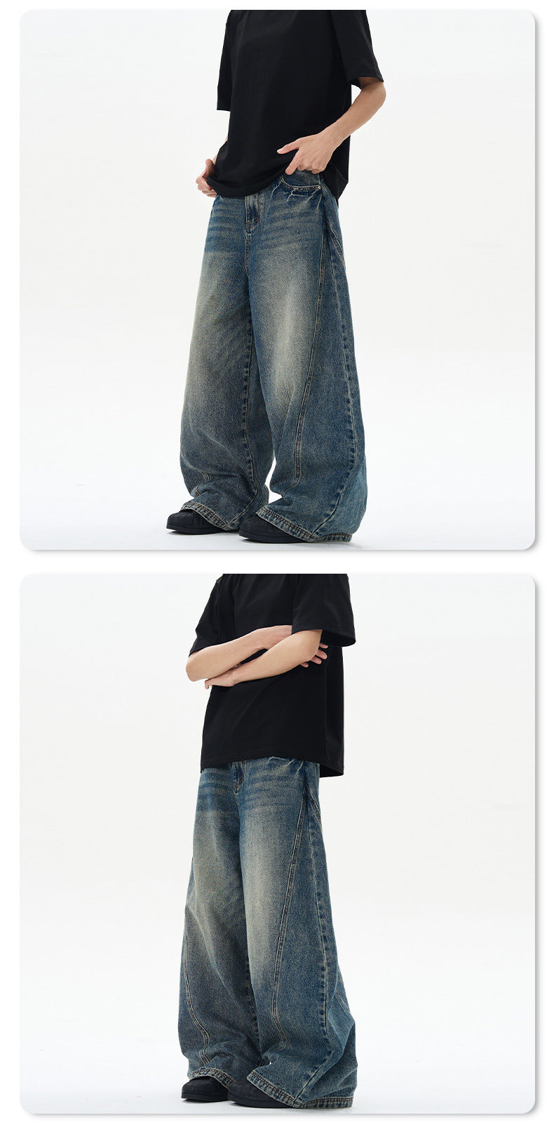 Unisex Baggy Straight Leg Jeans