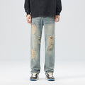 Men's Ripped Straight Leg Jeans
