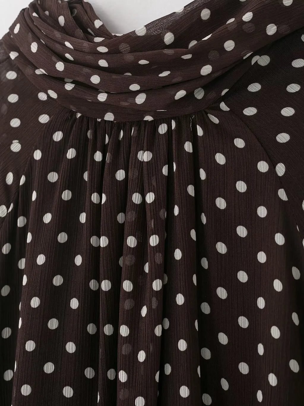 Women's Polka Dot Blouse – Long Sleeve Bow-Tie Neck Elegant Shirt