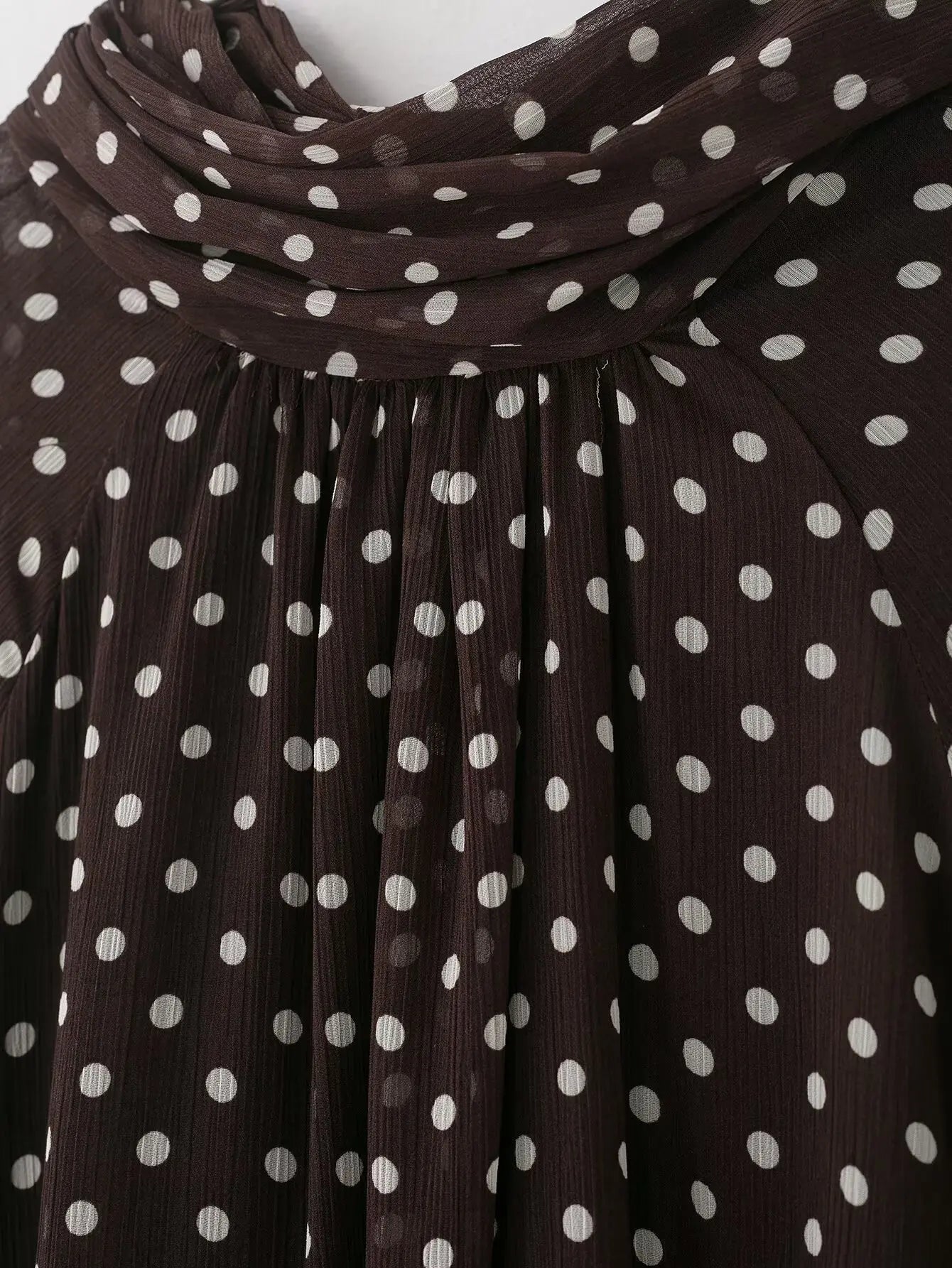 Women's Polka Dot Blouse – Long Sleeve Bow-Tie Neck Elegant Shirt
