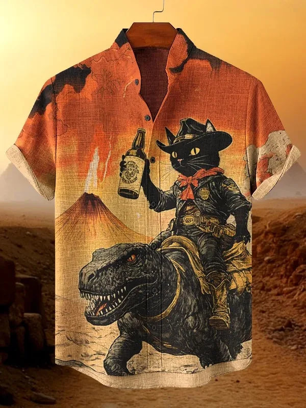Men's Retro Cat Graphic Shirt