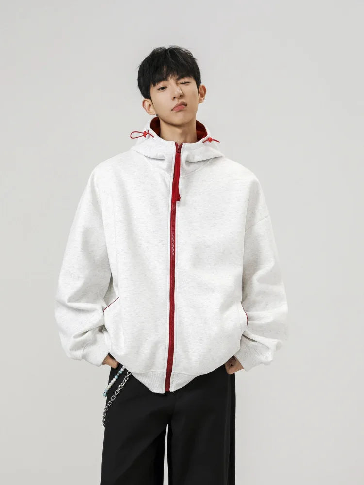 Men's Contrast Zip-Up Heavyweight Hoodie