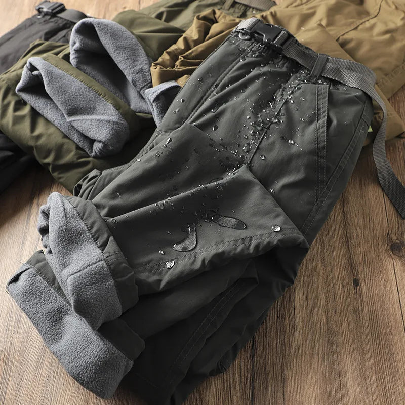 Men's Outdoor Hiking Pants – Fleece Lined, Windproof, Waterproof, Straight Leg