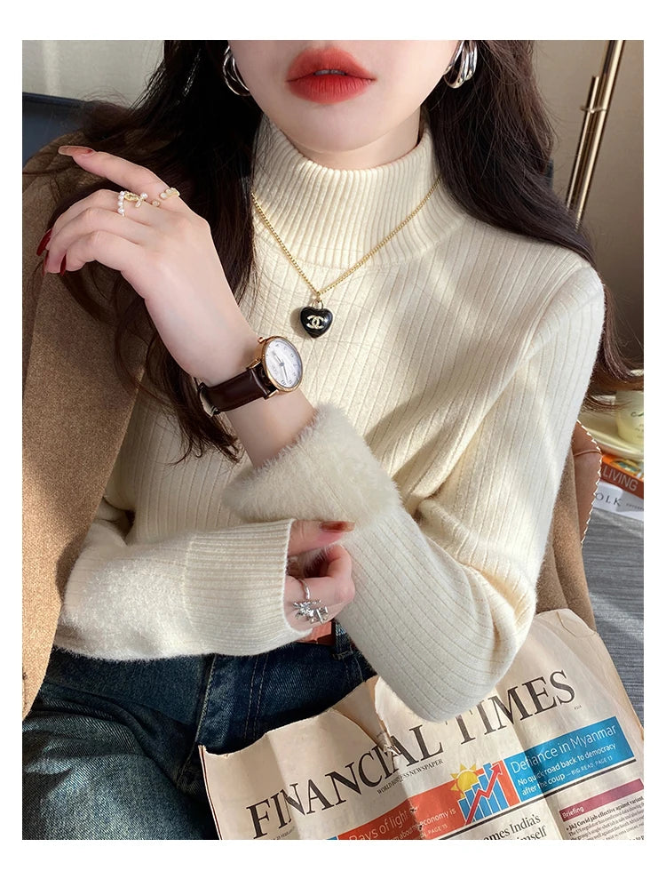 Women's Velvet-Lined Turtleneck Sweater