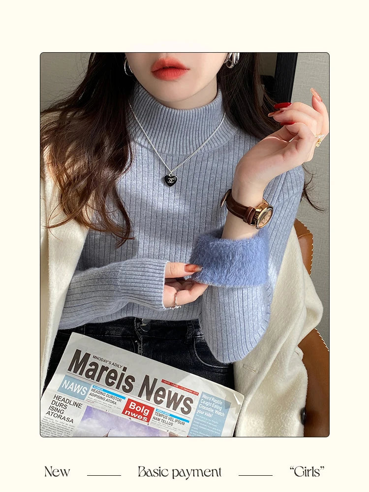 Women's Velvet-Lined Turtleneck Sweater