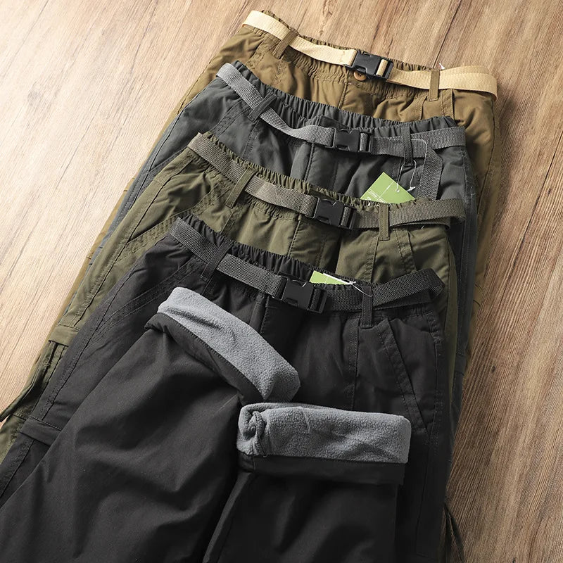 Men's Outdoor Hiking Pants – Fleece Lined, Windproof, Waterproof, Straight Leg