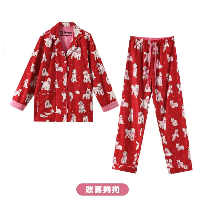 2 Piece Set Pajamas for Women Pj Sets Women 2 Piece Set Outfits 100% Cotton Pajamas for Women Loungwear Set Loose Sleep Homewear