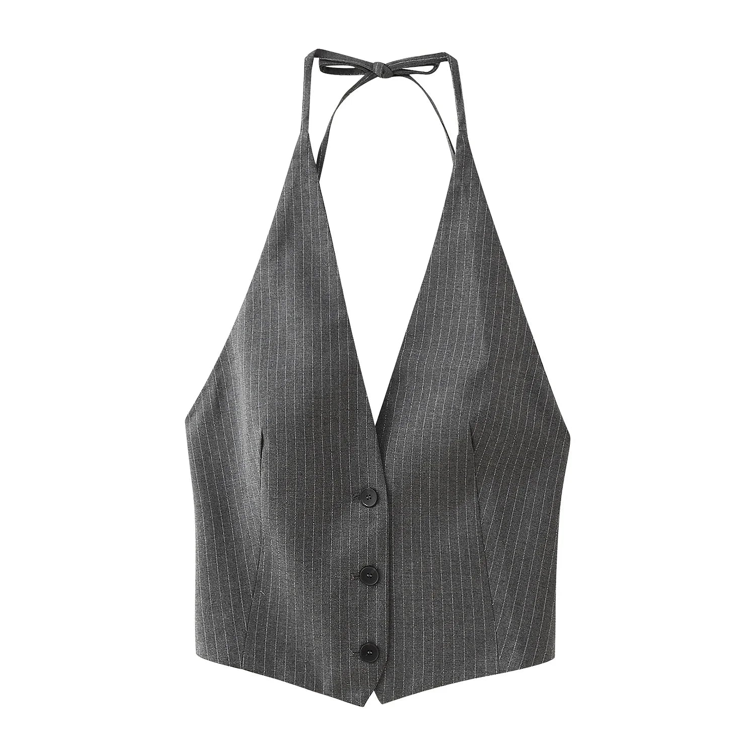 Women's Striped Suit Vest with Bow Back