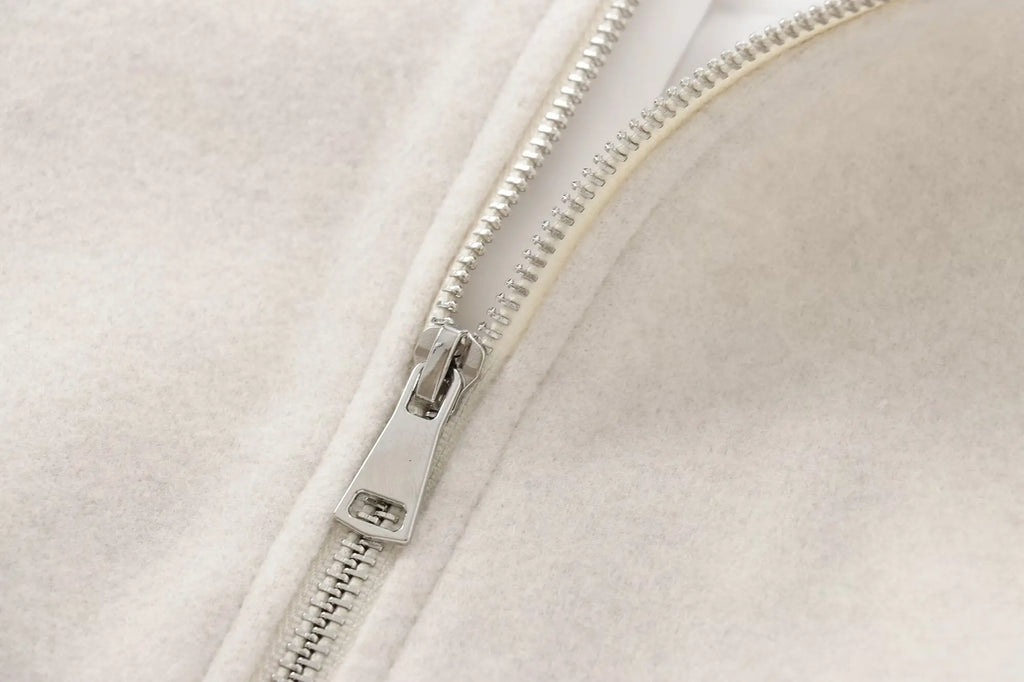 Women's Cropped Bomber Jacket – Zip-Up Long Sleeve Casual Outerwear