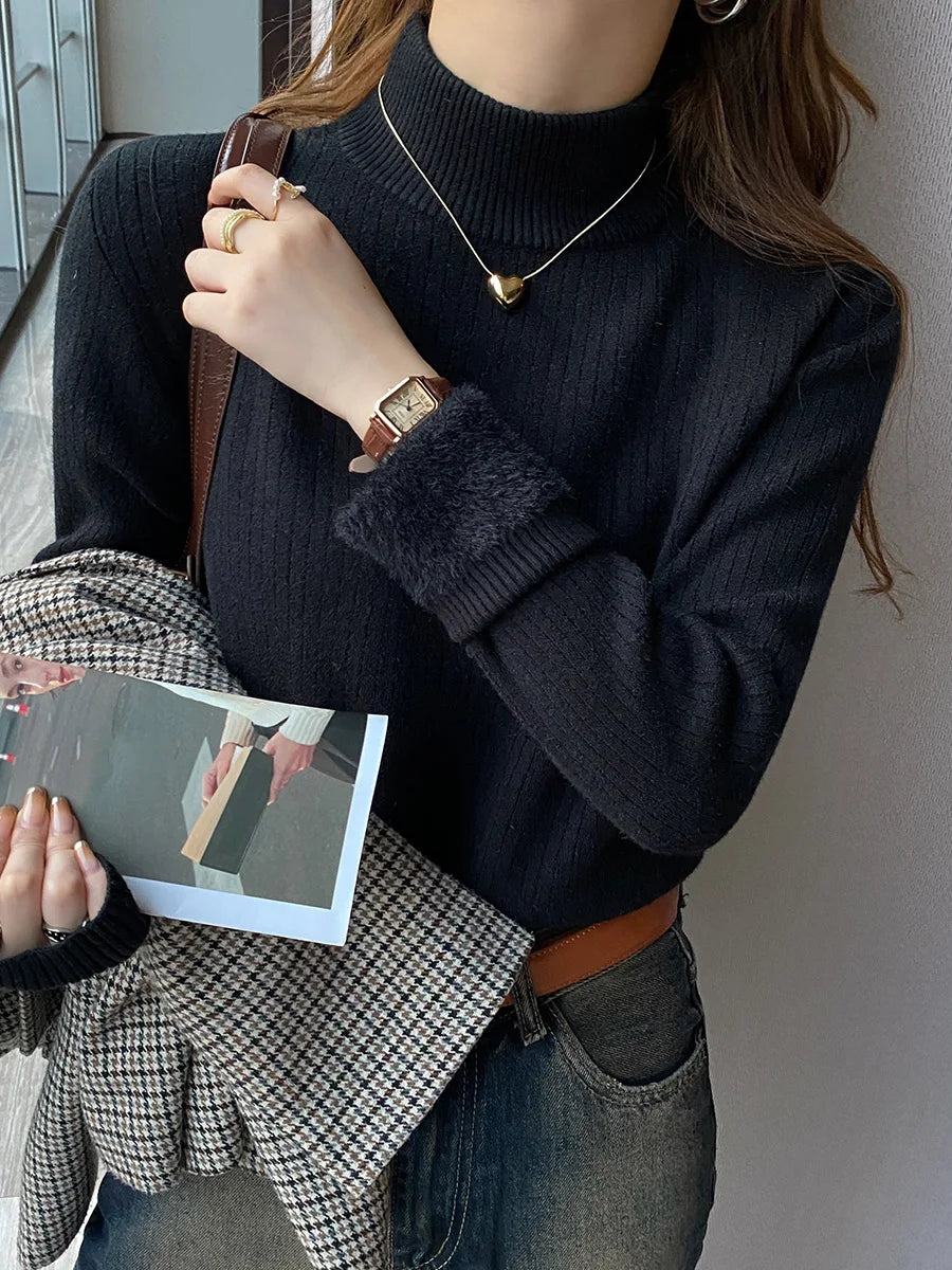 Women's Velvet-Lined Turtleneck Sweater