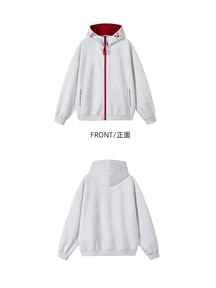Men's Contrast Zip-Up Heavyweight Hoodie