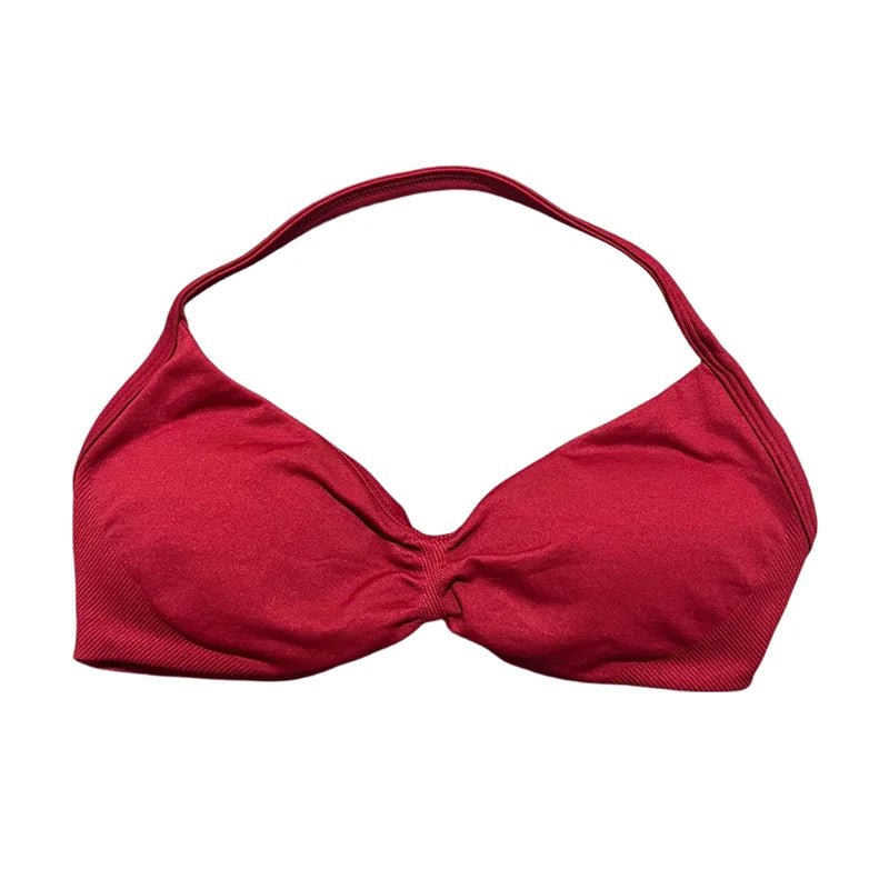 Women's Seamless Halter Sports Bra – High Support, Removable Pads, Gym & Yoga Top