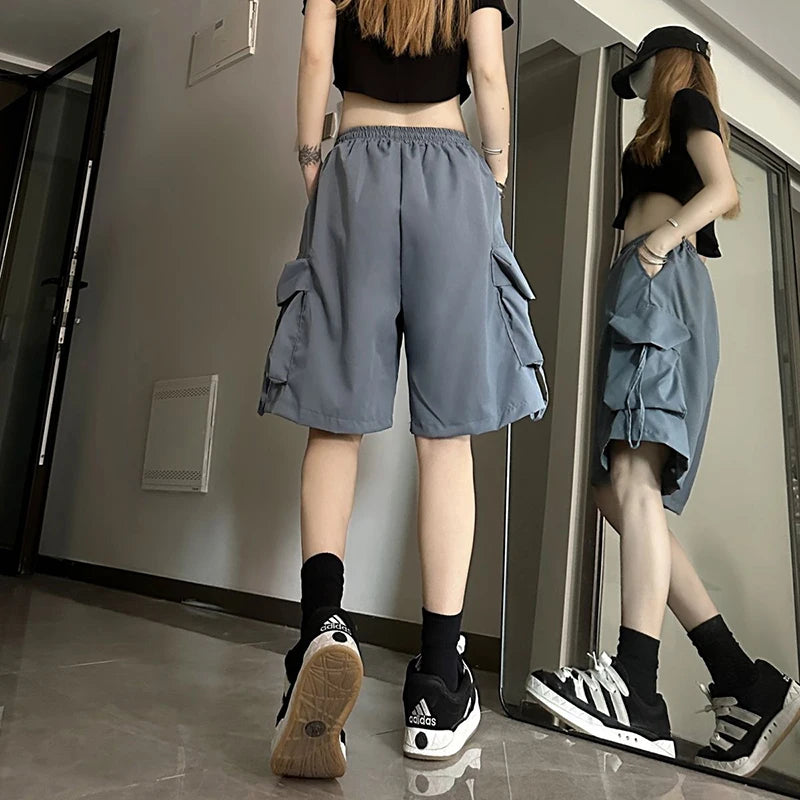 Women’s High-Waist Cargo Shorts with Large Pockets